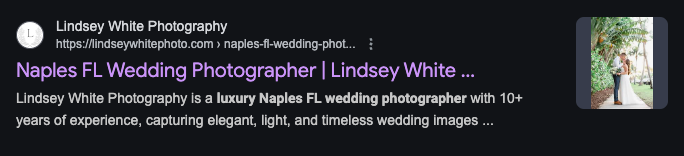 page title and description to show how to blog for wedding photographers